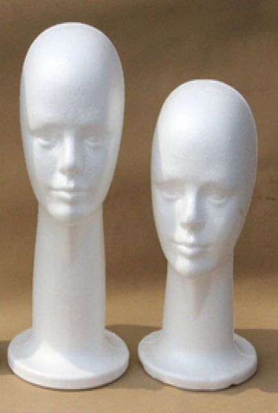 

styrofoam mannequin head hat glasses necklace wig display stand female male head model long neck two size9018635, White