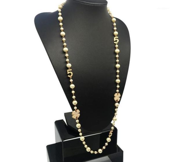 

chains 2021 cnaniya brand jewelry simulated pearl strand long necklace for women bijoux femmes collier perles collar perlasbijout4033304, Silver
