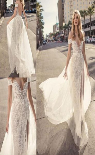 

muse by berta 2019 wedding dresses vestidos de noiva v neck backless bridal gown slit a line lace wedding dress custom made 38921267981, White