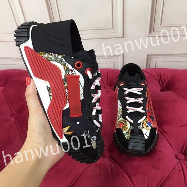 

2023 new luxury designer fashion mens casual shoes striped vintage shoes vintage trainers lace-up platform sneaker, Black