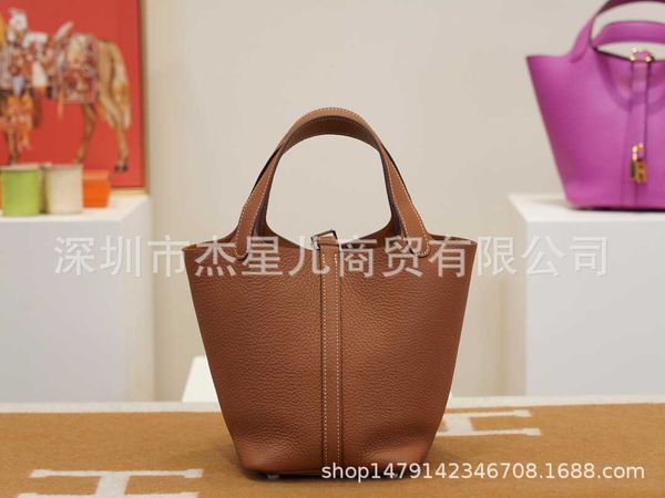 

designer handbag picotin lock cargo handsewn handmade h family women's bag picking vegetable basket water bucket bag tc cowhide