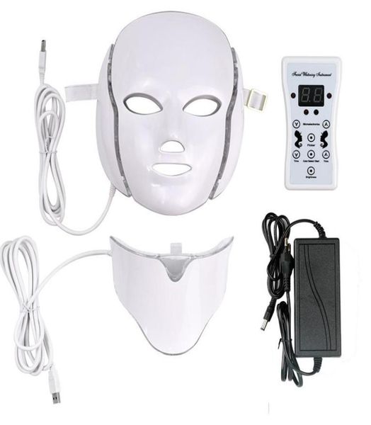 

7 color led light therapy face beauty machine led facial neck mask with microcurrent for skin whitening device dhl shipment6574750