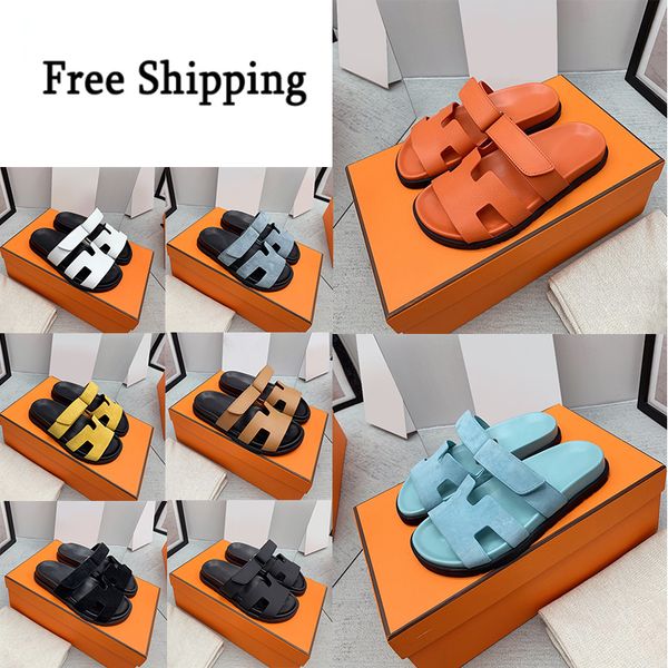 

designer oran flat sandals women chypre slippers summer beach classic casual shoes luxury leather slipper platform mens euros 35-44, Black