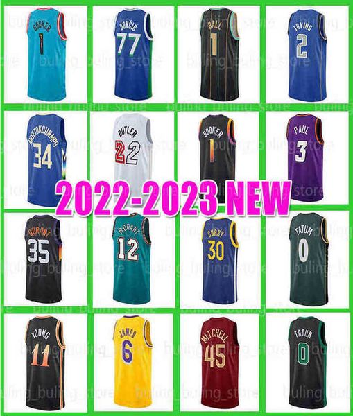 

ja morant basketball jersey 6 12 devin booker stephen curry kyrie irving kevin durant donovan mitchell 2 35 luka doncic 30 77 giannis anteto, Black;red