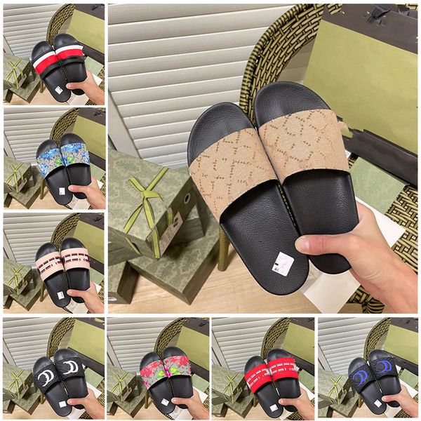 

24model mule waterfront men women slide sandals designer shoes luxury slide summer fashion wide flat slippery thick sandals slipper flip flo, Black