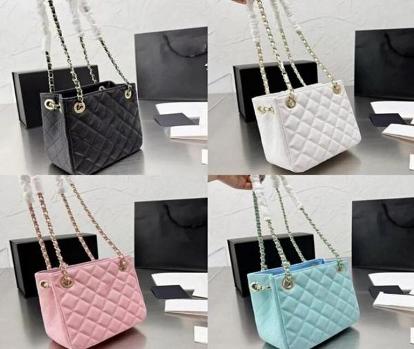 

rhombus lattice bucket shoulder bags candy color chain large capacity women pure color genuine leather handbag fashion elegance gi3311537