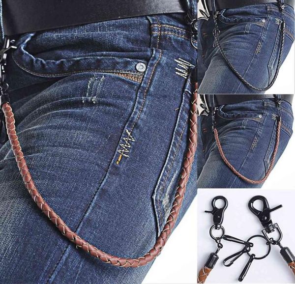 

classic punk leather biker keychain jeans chain wallet chain waist chain men039s rock clothing accessories h11265119890, Silver