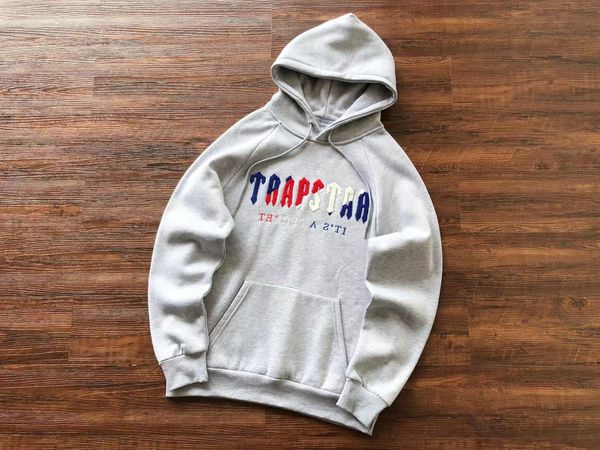 

trapstar men sweatshirts embroidery hoodie hooded rainbow decoding sportswear suit trousers s-xl, Black