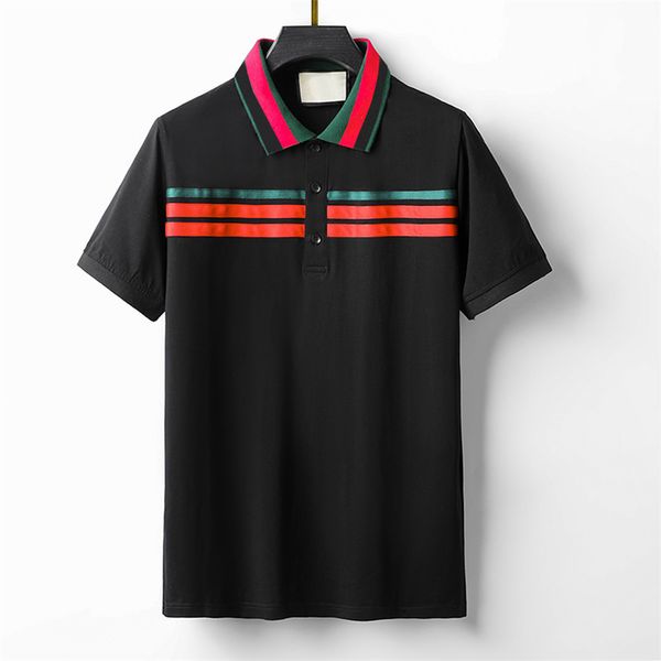 

men's polos summer brand clothing luxury designer polo shirt men's casual polo fashion plaid stripe printing men's polo, White;black