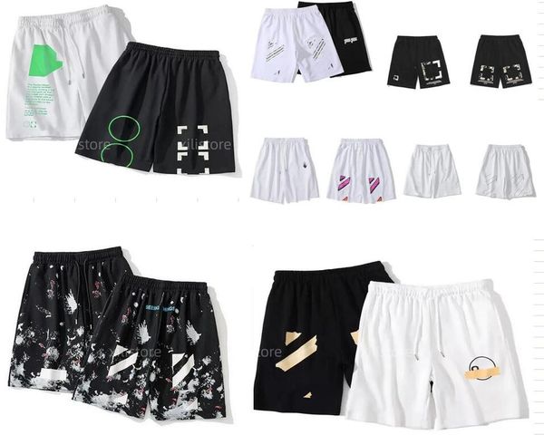 

summer fashion offes shorts loose men's brand luxury designer casual sports pants arrow printed reflective stripe short black gym sweat, White;black