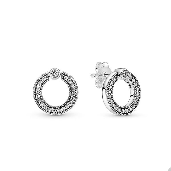 

crystal diamond circle stud earring for pandora authentic sterling silver wedding party earrings designer jewelry for women s925 logo earrin, Golden;silver