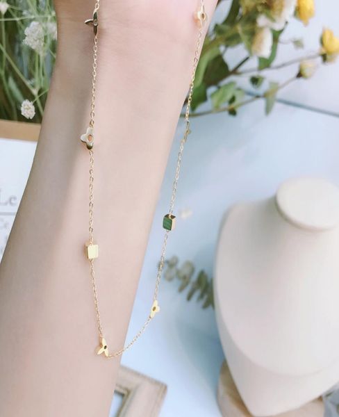 

new style europe america fashion womens design necklace 18k gold plated stainless steel necklaces choker chain letter pendant wedd1839022, Silver