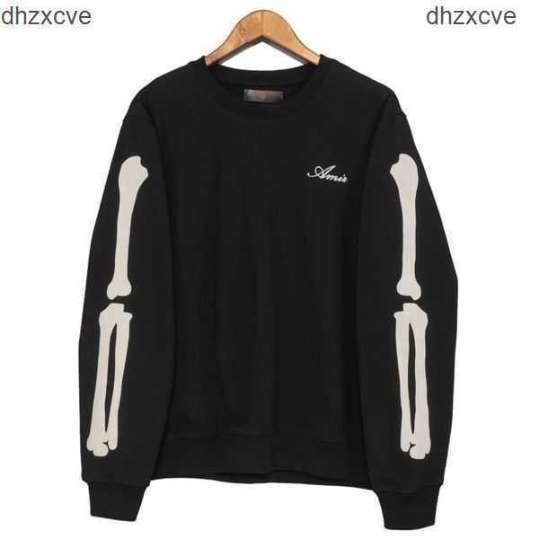 

casual flocking bone pattern tshirt mens hoodie japanese korean streetwear o-neck men sweatshirt 9nnq, Black