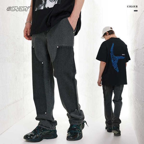 

23ss spring/summer new jeans wide leg loose water wash irregular straight pants, Blue