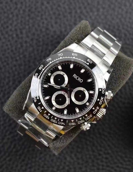 

men's automatic watch factory 7750 sport 40mm904l sapphire crystal glass 30m waterproof timer, Slivery;black