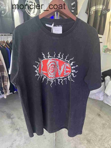 

men's hoodies sweatshirts saint michael 2023ss men women t shirt love washed distress vintage hip hop high street casual oversized shor, Black