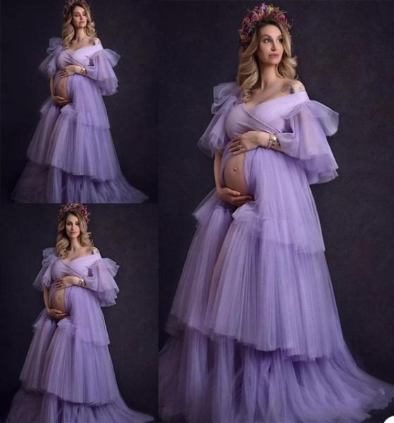 

2021 peaceful lavender ruffle plus size pregnant ladies sleepwear dress v neck nightgowns for poshoot lingerie bathrobe nightwe7545085, White