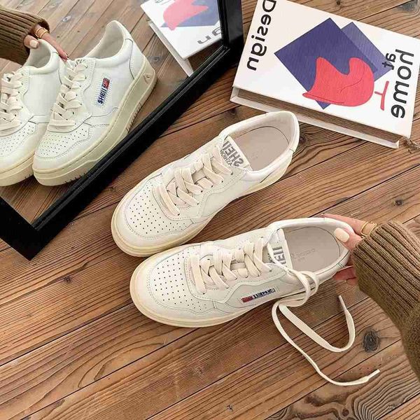 

2023seoul schoolgirl~genuine leather thick sole sports casual little white women's board shoes