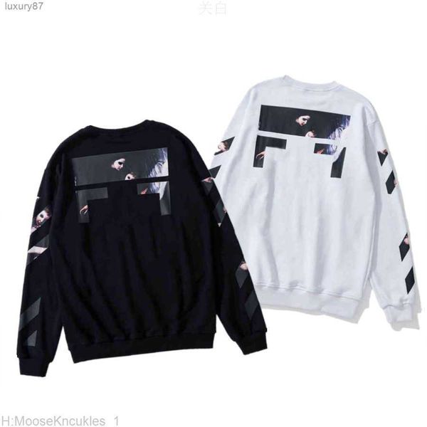 

2023 60 off style trendy fashion sweater painted arrow crow stripe loose hoodie mens and womens tshirts offs white 66laxjg8, Black