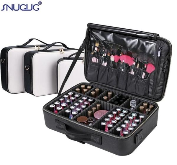 

pu leather professional makeup case suitcase for cosmetics bolso mujer travel makeup organizer storage bag female y207885802, Blue;pink
