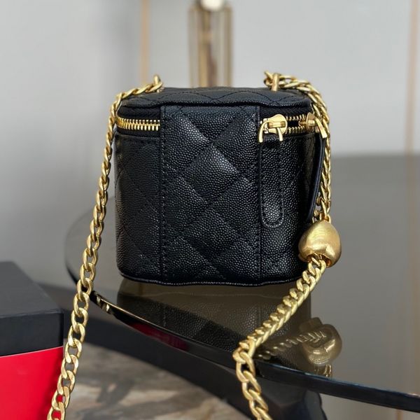 

classic mini vanity with chain box trunk bags caviar leather crush gold ball ghw crossbody shoulder designer handbags tiny cosmetic case for