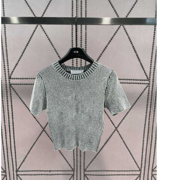 

23ss womens knits womens designer clothing spring summer new matching color dyed jacquard knitted short sleeve womens clothes a1, White