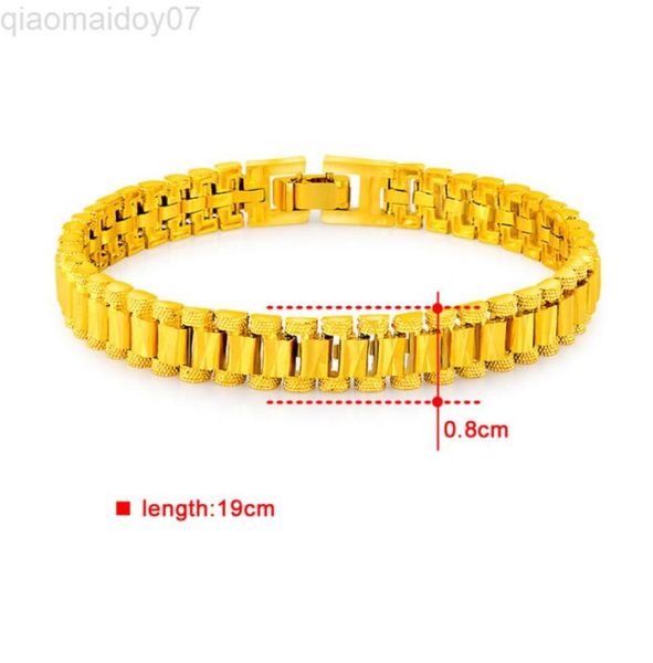 

fashion 24k gold bracelet 8mm belt shaped bracelet for womenmen jewelry gifts jh099 l2208085966027, Black