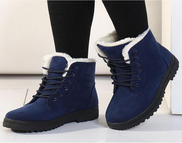 

boots women winter in ankle for shoes low heels platform botas mujer snow female 2211116105728, Black