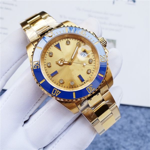 

all gold blue steel belt high-quality fashion men's watch luminous senior business watch, Slivery;golden