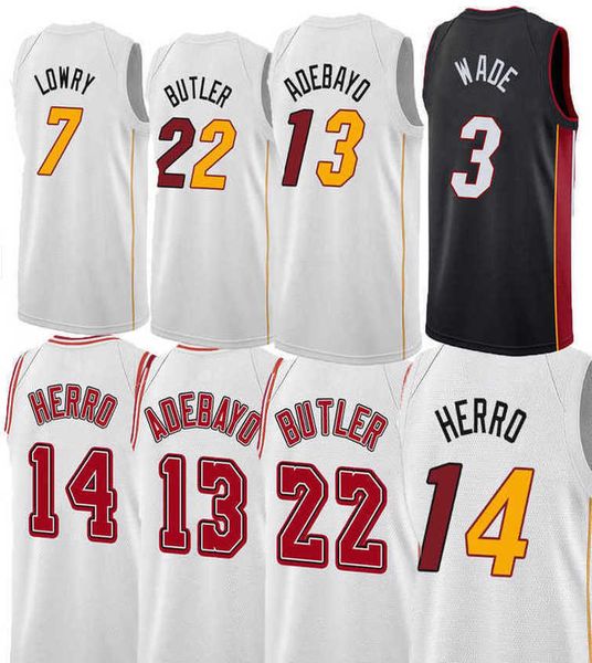 

men basketball jerseys jimmy 22 butler tyler 14 herro kyle 7 lowry dwyane wade bam ado duncan robinson victor oladipo max strus gab, Black;red