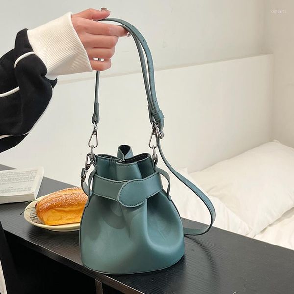 

shoulder bags brand women quality small handbag round totes party clutch luxury lady bucket green pu leather pouch crossbody