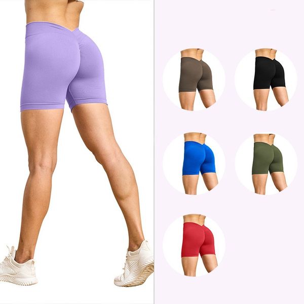 

seamless yoga shorts elastic tight back v lifting buttocks exercise pants