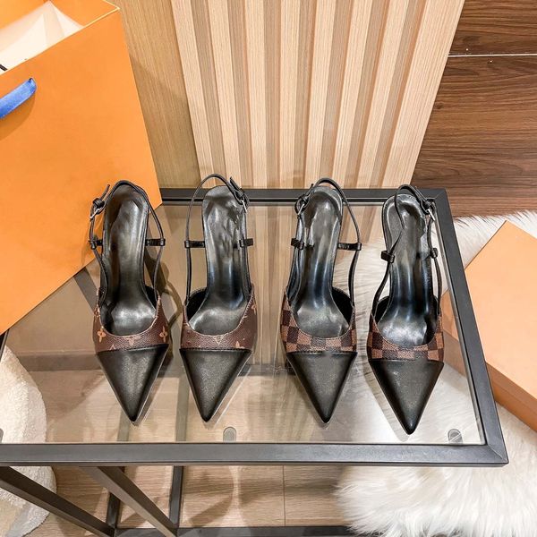 

new archlight slingback pump sandal designer women fashion spring summer sandal rubber leather heel height 5cm sparkle slingback pump shoes, Black