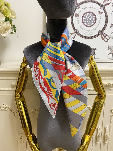 

women's square scarf scarves shawl 100% twill silk material pint letters pattern size 90cm - 90cm, Blue;gray