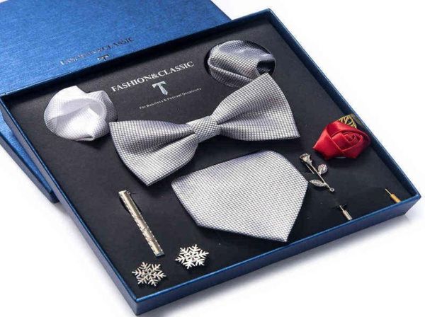

mix colors 2022 new style classic wedding gift tie pocket squares set necktie box solid suit accessories new year039s day y22032030391, Blue;purple