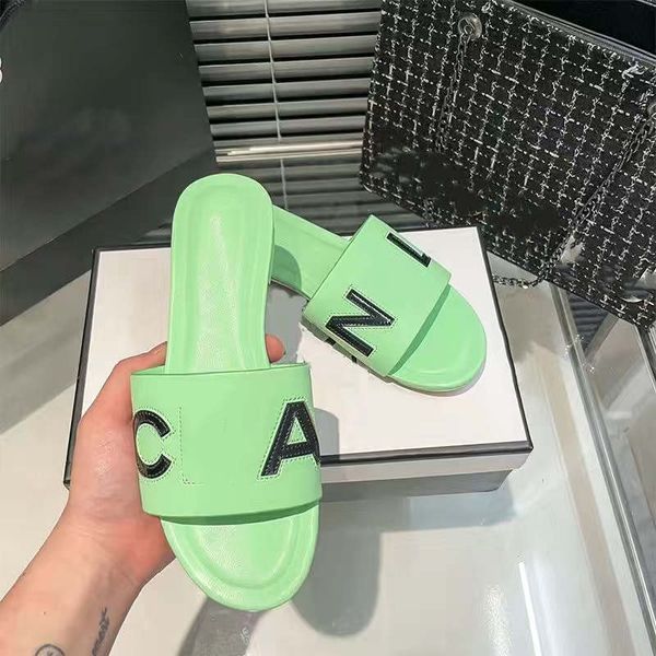 

woman slippers fashion sandals beach classic slipper platform alphabet high heel rubber lady flat slides 04, Black