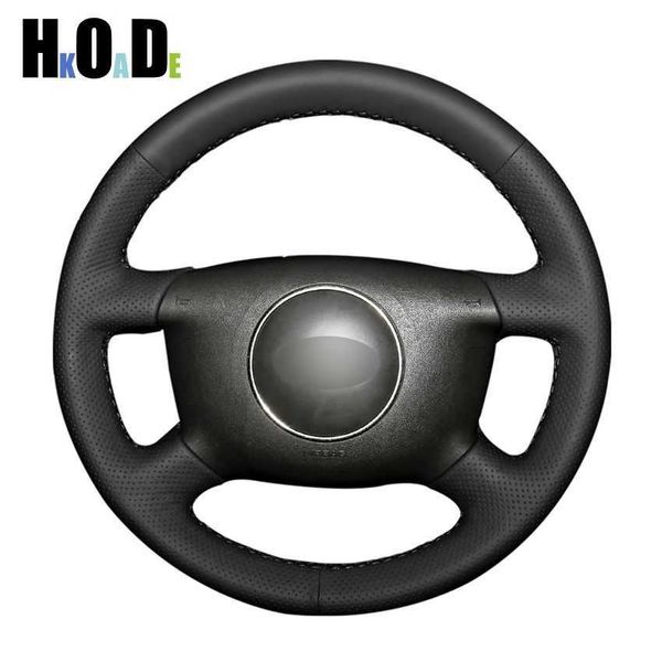 

steering wheel covers hand-stitched black pu artificial leather car steering wheel cover for audi a4 1998 a6 1999-2004 a8 l 1998-2001 allroa