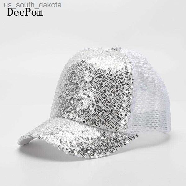 

ball caps deepom mesh cap for children girls boys baseball cap parent child outdoor sport caps shiny dance show fashion adjustable l230523, Blue;gray