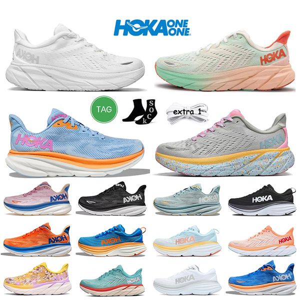 

hoka clifton 8 9 running shoes hokas bondi 8 airy blue cyclamen sweet lilac women men athletic runners trainers on cloud mist blue carbon x