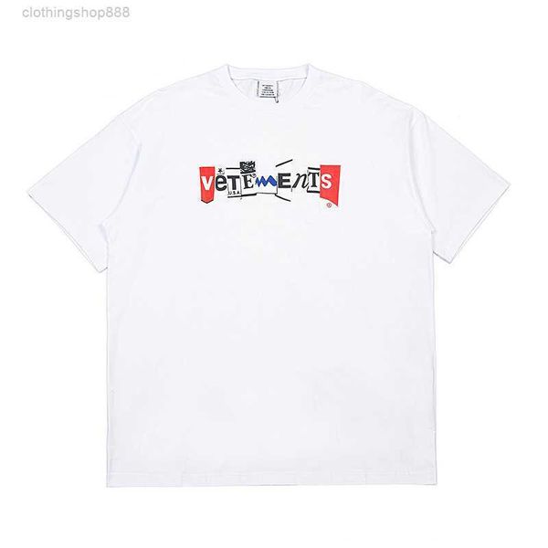 

vetements t shirt high edition summer new cute veements patchwork letter printing men's and sleeve v61w, White;black