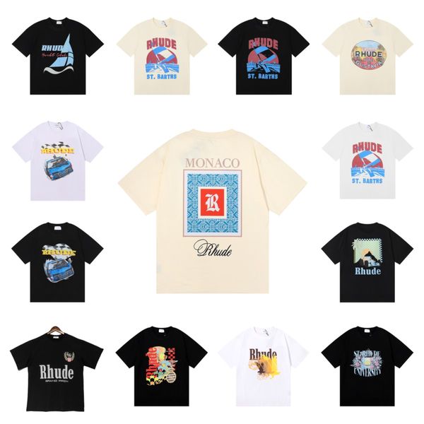 

rhude mens t shirt tess designer casual fashion short sleeve europe america men women round neck tshirts us size s-xxl, White;black