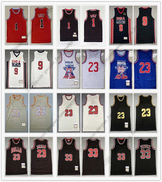 

retro mitchell and ness basketball jerseys 1 derrick rose 08-09 33 scottie pippen 95-96 97-98 jersey size s-, Black;red