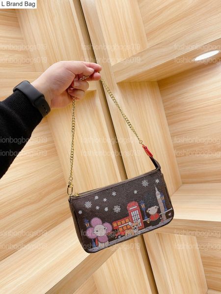 

l brand bag zip pochette designer crossbody bag mascot diner palm trees famous california bear convertible checkerboard pattern chain bags d, Black