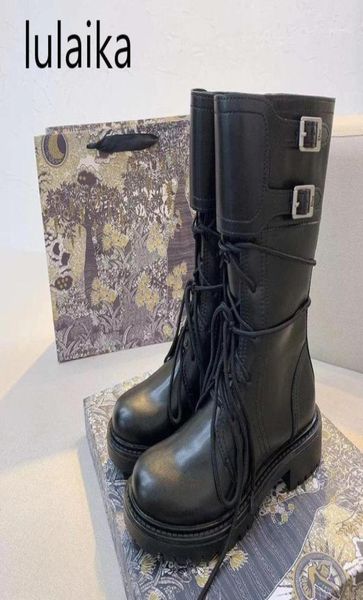 

boots 2021 autumn arrival design pu leather midcalf women cool high platform motorcycle wedges shoes18521677, Black
