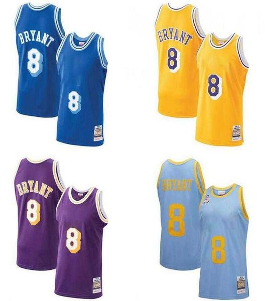 

basketball jersey 8 bryant mamba mitchell & ness 2000-01 2008-09 finals trophy yellow blue men youth stitched jer, Black;red