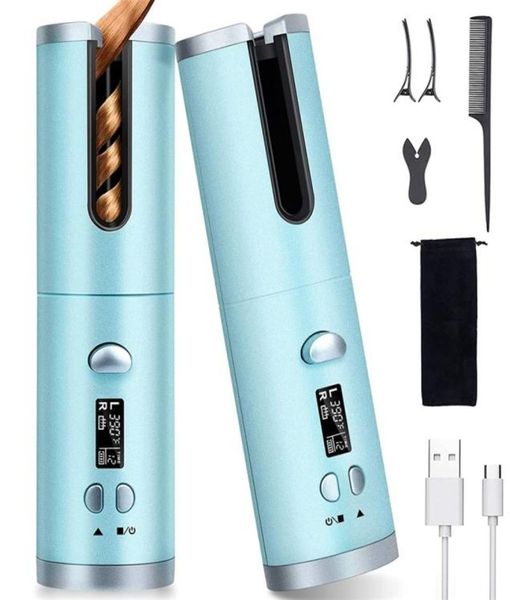 

cordless hair curler automatic rotating curling iron portable wireless rechargeable curling wand lcd display ceramic hair curler 25715093