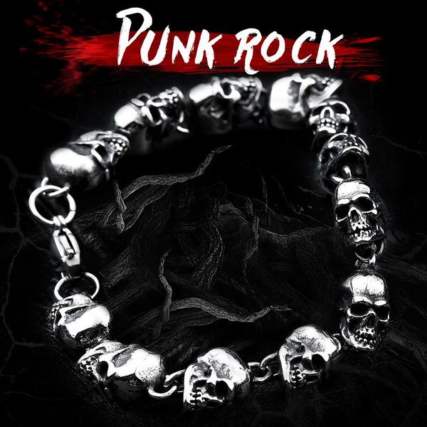 

bangle beier 316l punk skull stainless steel bracelet for man fashion skeleton jewelry us euro gift bc8005, Black