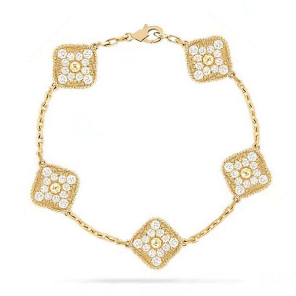 

elegant women jewelry 4 leaf clover charm bracelet women wedding jewelry, Golden;silver