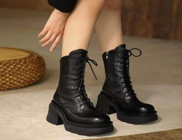 

boots real soft leather nude women039s british style autumn and winter 2021 casual shoes short women fashion7681725, Black