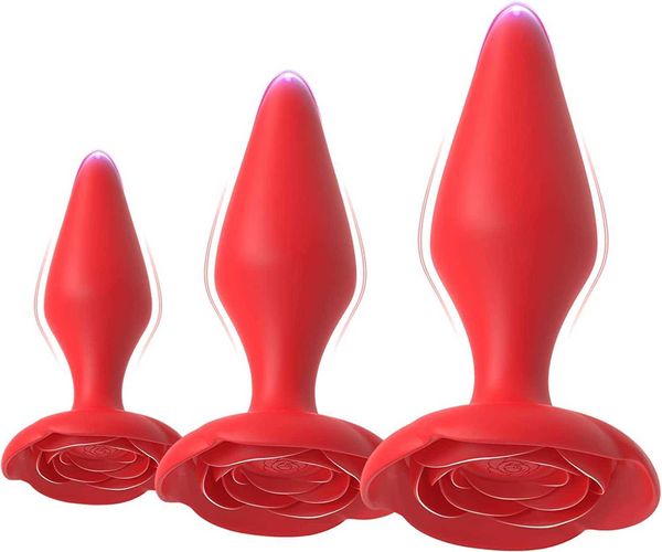 

factory outlet hip plug rose 3-piece silicone training prostate couple toy